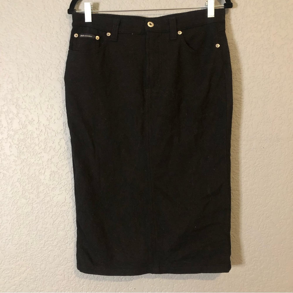 Dolce and Gabbana Black Wool Blend Skirt Size 32 x 46